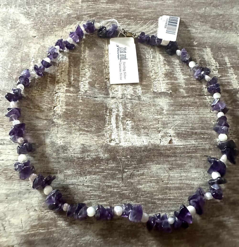 21st and Stone Sterling Silver And Genuine Stone Necklace 15.5” NWT